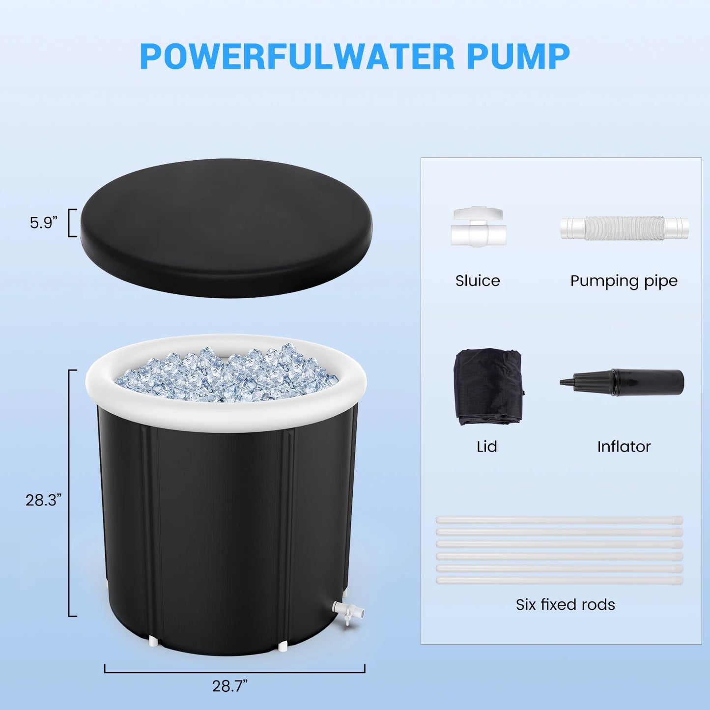 105 Gal Large Ice BathTub for Athletes, Ice Bathtub Portable Ice Plunge Tub, Multiple Layered Inflatable Cold Plunge Tub