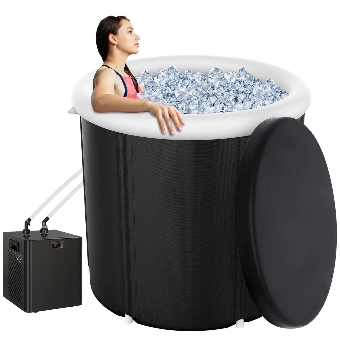 105 Gal Large Ice BathTub for Athletes, Ice Bathtub Portable Ice Plunge Tub, Multiple Layered Inflatable Cold Plunge Tub